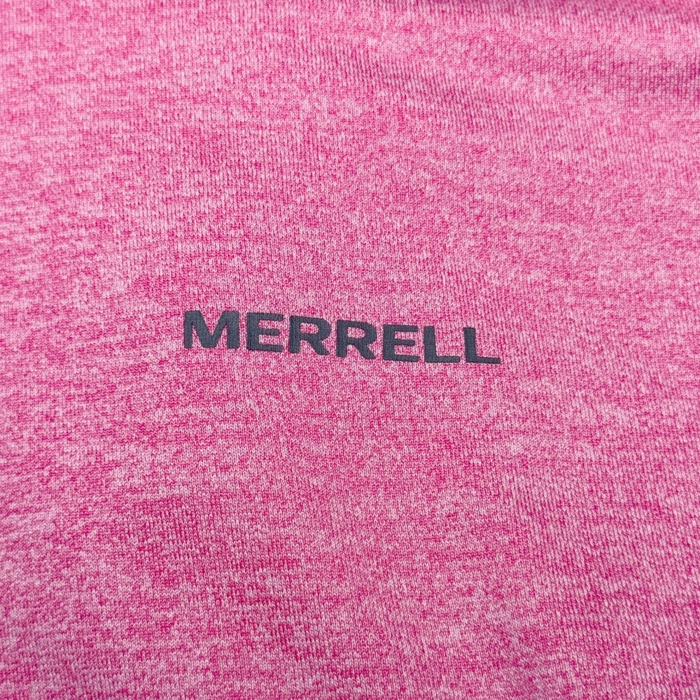 Merrell Women Pink Heathered Short Sleeve Swallowtail Hoodie Pullover Pockets Lg - Picture 3 of 15